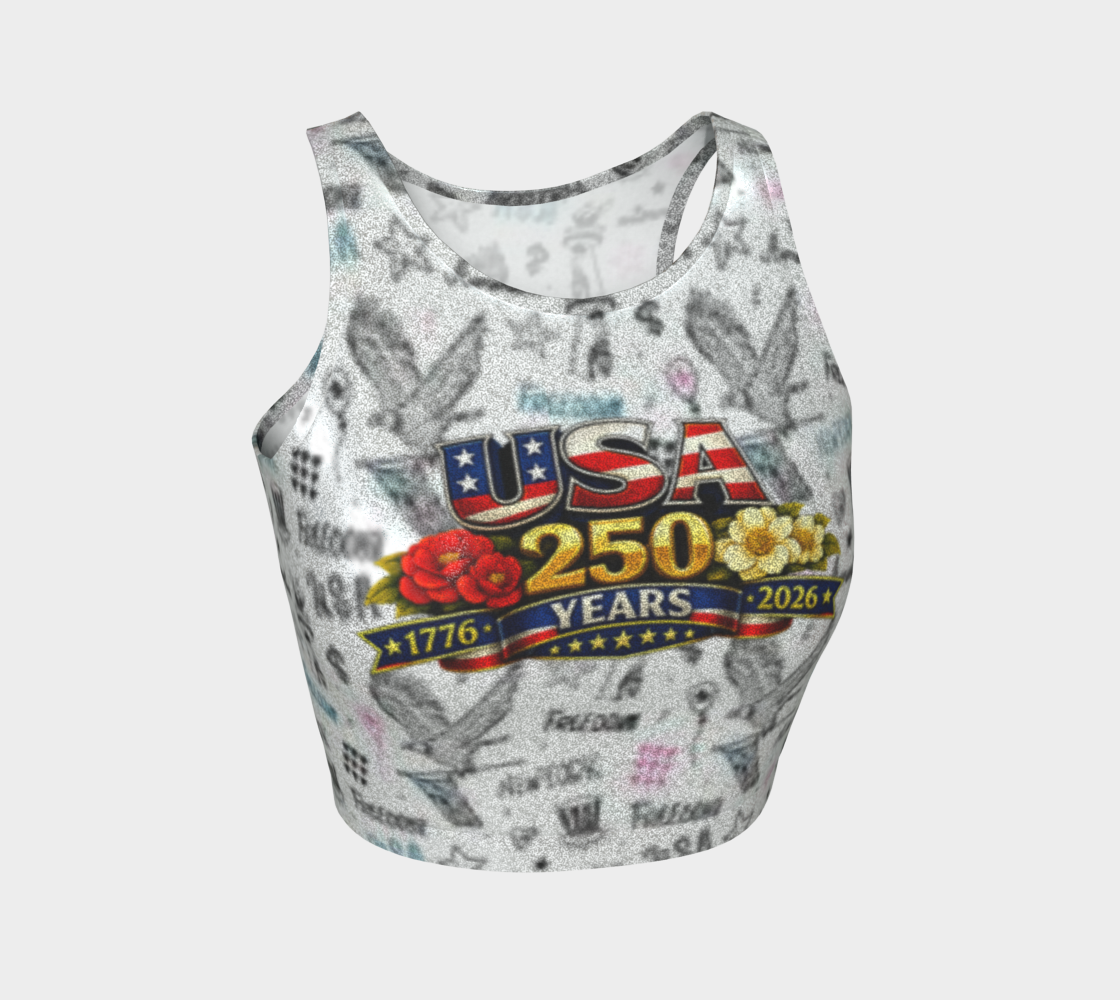 USA 250 Women's Glitter Freedom Crop Top