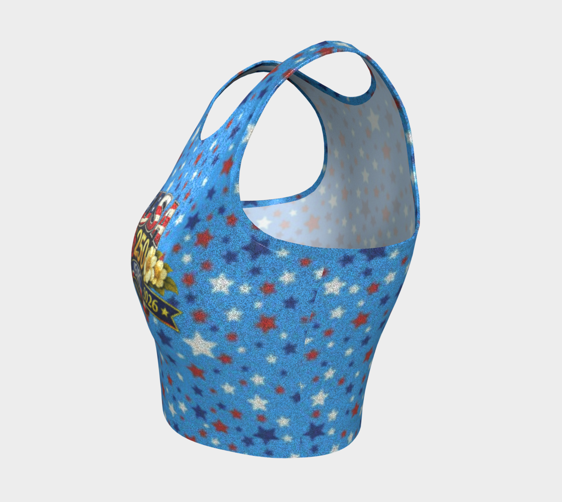 USA 250 Women's Glitter Stars Crop Top